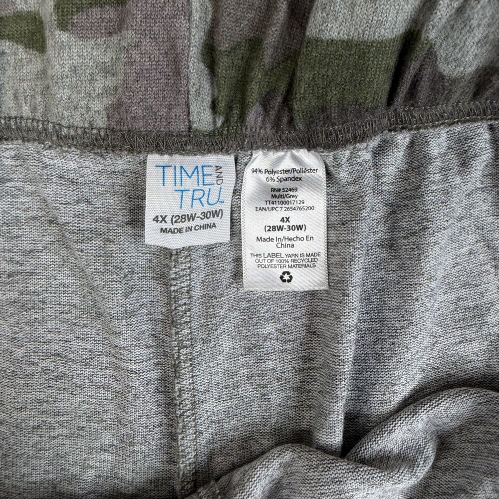 TIME AND TRU Camo Sweatpants Women 4X Green Plus Size Knit Athleisure Drawstring - Picture 4 of 9